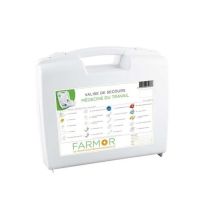 Farmor Notfallkoffer ARBEITSMEDIZIN – 320mm x 280mm x 119mm – 1000g – 1 Set Blutstillkissen, 1 Rettungsdecke, 2 Dreieckstücher, 15 Heftpflaster, 10 