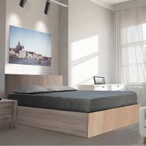 Le Quai Des Affaires - Kastenbett Madrid 160x200 + 1 Bettkasten / Eiche Gebleicht/ 206x172x85 Cm