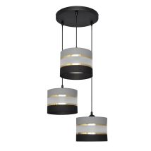 [gebraucht] B-ware Helam Pendelleuchte Hängelampe Helen Rund Grau Schwarz Gold 3 Flammig Esszimmer