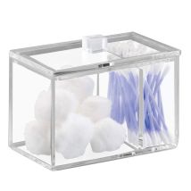 Idesign Organizer Bagno Con Coperchio, Elegante Porta Dischetti Struccanti In Plastica Con 2 Scomparti, Pratico Porta Cotton Fioc E Organizer 