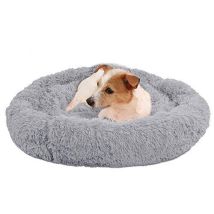 Deliu Pet Chat Chien Nid Chenil Quatre Saisons Sommeil Profond Universel Cheveux Longs Lit Rond Gris Clair 80cm
