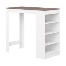 Symbiosis Aravis Tavolo Da Bar, Bianco Ed Effetto Cemento 115x50x102,7 Cm