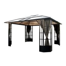 Pavillon en aluminium Savino 12x14 – Tonnelle et pergola – Résistant aux intempéries – Moustiquaires incluses – SOJAG