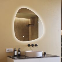 Artforma - Espejo De Baño Con Iluminación, 94x94, Interruptor Táctil, Led Dual, Espejo Irregular