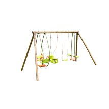 Columpio Infantíl De Madera Suzanne Para Niños De 6 Meses A 12 Años, Con Columpio, Balancín, Cara A Cara Y Asiento De Bebé - 2,22 M De Altura - Soulet