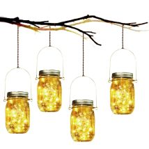 4 Farolillos Solares Exteriores Cristal Tarro, Decoración Interior/exterior/navidad