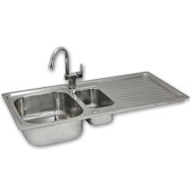 Monster Shop – Premium Stainless Steel Kitchen Sink with Confetti Mixer Tap – 0.9mm Thick – Easy Installation – Includes Waste Kit