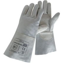 Geprufte Sicherheit - Guanto Saldatore Cuoio Granuloso Cuoio / Split Combinata / Nervata Bovina Con Protezione Del Polso, Formato: 10 (a 12)