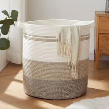 Cesto Portabiancheria, Cesto Portaoggetti, Con Manici, Decorativo, Per Soggiorno, Intrecciato, Per Giocattoli, Cuscini O Coperte, 20 X 18 Pollici, 
