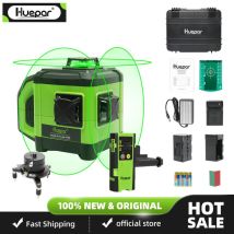 Huepar - Lectronique Auto-nivellement 3d Niveau Laser À Faisceau Vert-3x360 Ligne Transversale 130ft Niveau Professionnel Dt03g