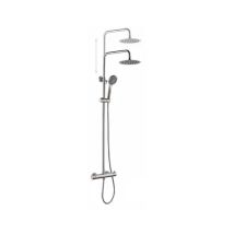 Colonne de douche thermostatique inox – Finition métal, Forme de la pomme haute, Matières, Forme du pommeau, Type de jet, Nombre jet(s), Longueur, 