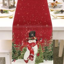 140 X 40 Cm, Chemin De Table De Noël En Lin Rouge, Nappe Rectangulaire De Chemins De Table De Noël Pour Décorations De Table