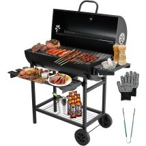 Teeno Barbacoa De Carbón, Parrilla Barbacoa Con Rejilla De Cocción Xxl, Guantes Antigrietas, Termómetro, Cajón De Cenizas, Ventilación Regulable, Gran