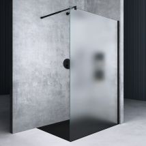 Mai & Mai Box Doccia Walk-in 120x200cm, Parete Doccia In Vetro Smerigliato 10mm Vetro Di Sicurezza Esg Con Rivestimento Nano Profilo Parete Nero Mmbr1