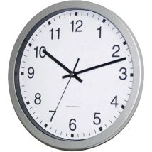 Funk Wanduhr 30 cm – elegante Glasabdeckung – DCF-77 Empfang – Silber