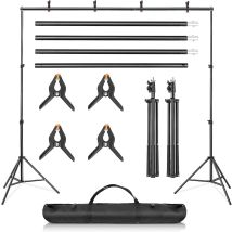 Ballshop Support De Fond Photo Réglable 2x3m - Kit Professionnel En Alliage D'Aluminium/acier - Hauteur Max 2m (6.5ft) - Pour Studios & Événements - 