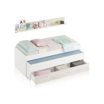 Usinestreet - Cama Nido Elliot Con Cajón Y Estante Habitación Juvenil Color Blanco Artik Y Blanco Velho 199x65x96 Cm
