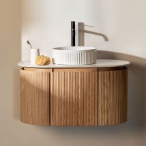 Conjunto de mueble de baño suspendido en madera Carsone – 48 cm x 90 cm x 52 cm – Diseño contemporáneo y funcional