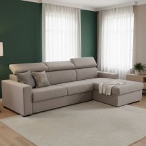 Sofa Cama Daart, Sofá De Esquina, 100% Made In Italy, Sofá Con Apertura Giratoria, Con Península De Contenedores A La Derecha, Con Reposabrazos 