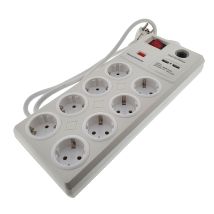 Eurobric - Regleta De Enchufe 8 Tomas Con Protección Sobretensión E Interruptor + 2 Puertos Usb