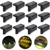 Waterproof Solar Fence Light, Solar Deck Light, Stair Light, Ip65 Led Solar Garden Lights For Patio Stair Fencing (warm Light-black, 12 Pcs)