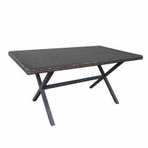Chillvert - Tavolo Da Giardino Varenna Acciaio E Rattan Sintetico 160x90x73 Cm Grigio Con Vetro