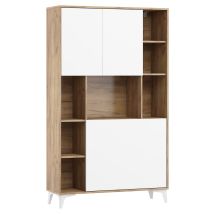 Bim Furniture - Klappbare Megan 2 Schreibtisch Haushaltsbüro Computertisch Craft Golden / Weiß Glänzend