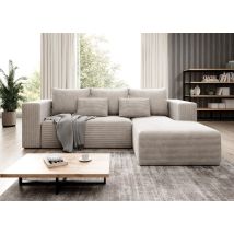 Romano - Stripes Jumbo Cord Right Hand Facing Corner Sofa Bed - Cream