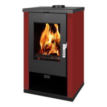Stufa A Legna Verso Theia - 9 Kw Pannelli Laterali Verniciati Bordo E Design Contemporaneo