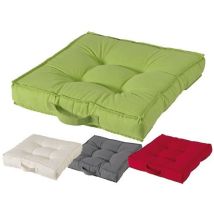 Cuscino quadrato con maniglia 50x50xH10 cm – Tessuto misto cotone e poliestere – Ecru – QFPLUS