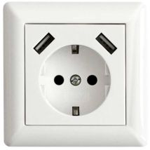 106648 1 Parte Presa Di Corrente Per Montaggio A Filo Con Usb, Protezione Per I Bambini Bianco - Ledmaxx
