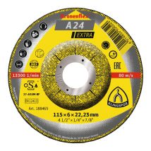 Klingspor Schleifsysteme - Klingspor 188465 Schruppscheibe A 24 Extra D115xs6mm Gekröpft Stahl Bohrung 22,2