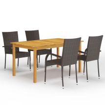Juego De Comedor De Jardín Muebles De Exterior 5 Piezas Marrón 020013811