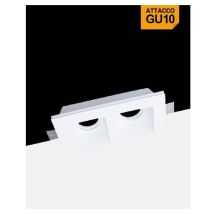 Trade Shop Traesio - Portafaretto In Gesso Doppio Quadrato Incasso A Scomparsa Portalampada Gu10 Gs23 -