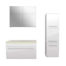 Acquavapore - Badmöbel Set Gently 3 V2-r Weiß Badezimmermöbel Badspiegel Waschtisch 70 Cm Ohne Led-beleuchtung