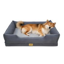 Bingopaw - Lit Pour Chien Déhoussable - Mousse À Mémoire De Forme – Tissu Oxford Imperméable Et Fausse Fourrure De Lapin Doux - Antidérapant - L 
