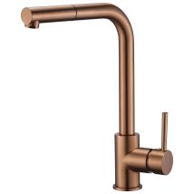 Imex – Ausziehbare Einhebel-Küchenarmatur MALTA – Gehäuse aus Messing – gebürstetes Roségold-Finish – 35 mm Kartusche – 50 cm flexible Schläuche