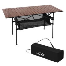 Hauki Tavolo Da Campeggio Pieghevole 118x55x64,5 Cm In Alluminio Marrone Per Camping Ad Esterno Con Borsa Da Trasporto Tavolino Da Giardino Terrazza 