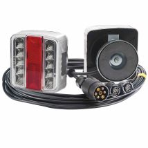 Señalización de remolque LED magnético – 2 x 14 LEDs – Longitud del cable 7,50 m – Enchufe macho 7 pines
