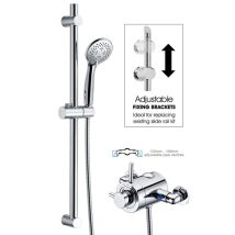 Thermostatic Concentric Exposed Shower Mixer + Riser Rail 135mm To 150mm Centres