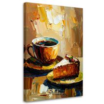 Wandbild Für Die Küche Eines Restaurant Tasse Kaffee Beigefarbenes Gebäck 70x100 Cm