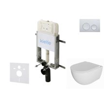 Kielle Genesis New - Set Bâti-support, Wc Oudee, Sans Rebord, Abattant Softclose Et Bouton-poussoir Gemini New I, Chrome Brillant 30528sz02