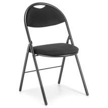 Lot De 2 Chaises Pliante De Bureau Conférence Professionnelle Geo Structure Noir Rembourrée Tissue Noir
