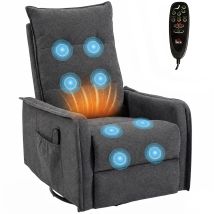 Homcom Massage Recliner Armchair, Swivel Rocking Recliner Chair, Dark Grey