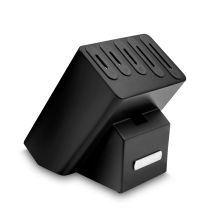 Messerblock – 668280 – aus schwarz lackiertem Gummibaumholz – für 5 Messer – 20 x 17 x 23,7 cm – 1,882 kg