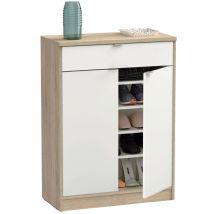 Mobimarket - Mueble Zapatero Berlín Color Blanco Brillo Y Cambrian 101x75x36 Cm