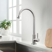 Wasserhahn Kaltwasser, Wasserhahn Küche Mit Einhebelmische, 360°drehung Einhand Hochdruck Armatur Küche, Edelstahl Wassersäulenmodus Kaltwasserarmatur