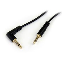 Cable de Audio Estéreo 3,5mm Acodado de 1 Pie – Conectores en Ángulo Recto – Garantía de Por Vida