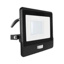 Foco Led V-tac De 30 W Con Chip Samsung Y Sensor Pir, Cable De 1 M, Negro, Blanco Frío, Ip65