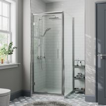 Diamond - 900x900mm Framed Hinged 8mm Shower Enclosure Door Side Panel Walk-in Tray Waste